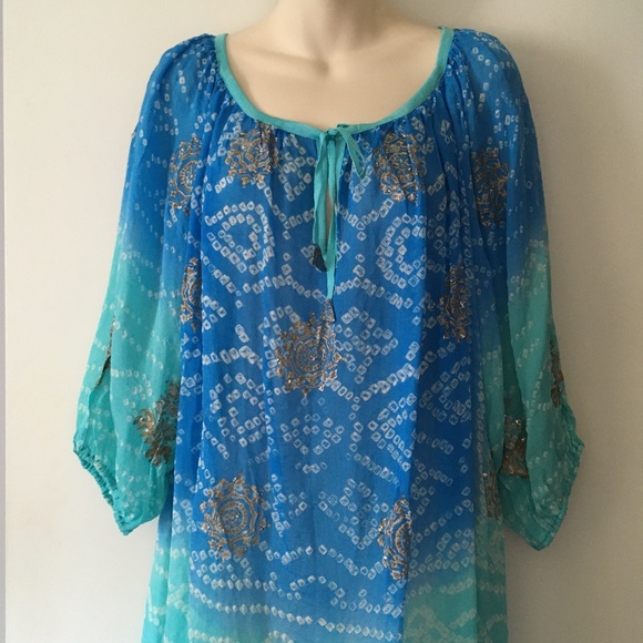 JULIET DUNN London Pure Silk Beach Resort Dress One Size - Picture 2 of 6